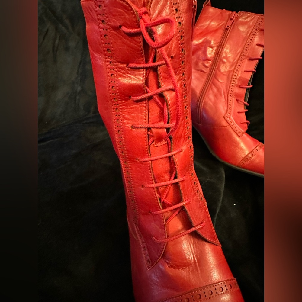 NWT Miz Mooz Red Kid Leather Women's Boots, Size 9.5 - Picture 12 of 12